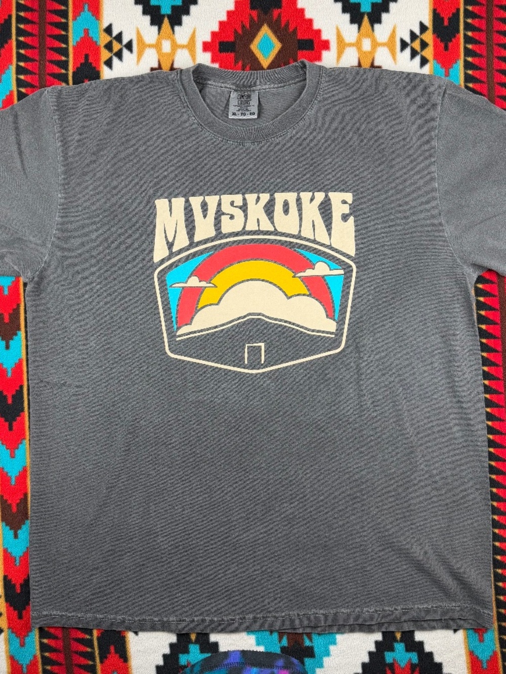MVSKOKE Graphic T Shirt Native American Muscogee Retro Sunset Tee XL Faded Stree